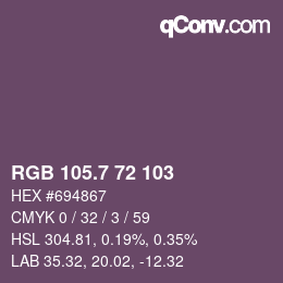 カラーコード: RGB 105.7 72 103 | qconv.com