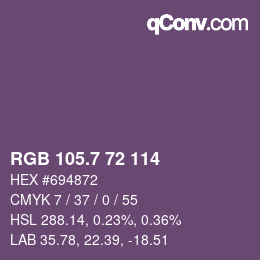 カラーコード: RGB 105.7 72 114 | qconv.com