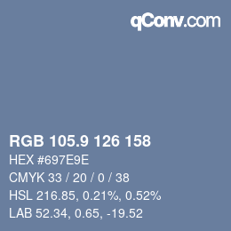 Color code: RGB 105.9 126 158 | qconv.com