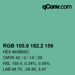 カラーコード: RGB 105.9 182.2 156 | qconv.com