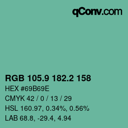 カラーコード: RGB 105.9 182.2 158 | qconv.com