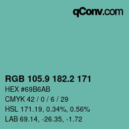 カラーコード: RGB 105.9 182.2 171 | qconv.com