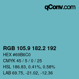 カラーコード: RGB 105.9 182.2 192 | qconv.com