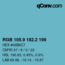 Color code: RGB 105.9 182.2 199 | qconv.com
