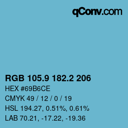 Color code: RGB 105.9 182.2 206 | qconv.com