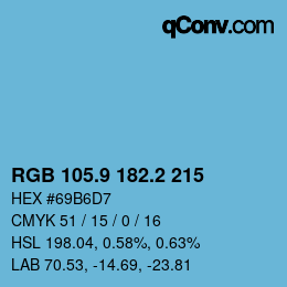 カラーコード: RGB 105.9 182.2 215 | qconv.com