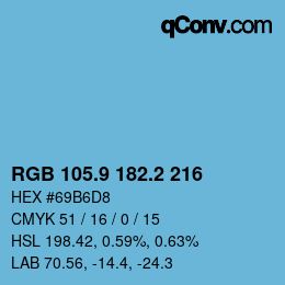 Farbcode: RGB 105.9 182.2 216 | qconv.com