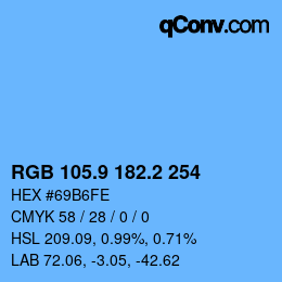 カラーコード: RGB 105.9 182.2 254 | qconv.com