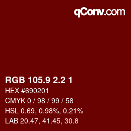 Color code: RGB 105.9 2.2 1 | qconv.com