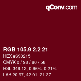 カラーコード: RGB 105.9 2.2 21 | qconv.com
