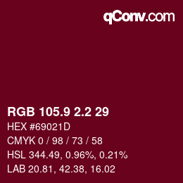 カラーコード: RGB 105.9 2.2 29 | qconv.com