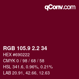 カラーコード: RGB 105.9 2.2 34 | qconv.com