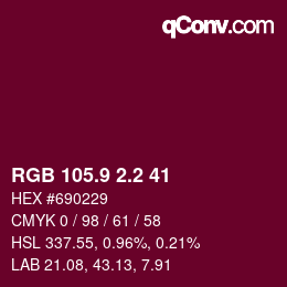 カラーコード: RGB 105.9 2.2 41 | qconv.com