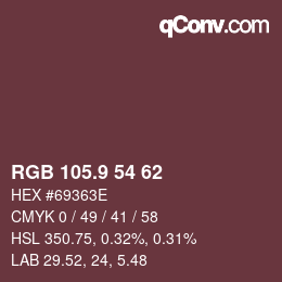 カラーコード: RGB 105.9 54 62 | qconv.com