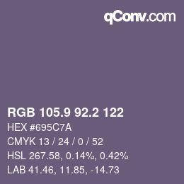 カラーコード: RGB 105.9 92.2 122 | qconv.com