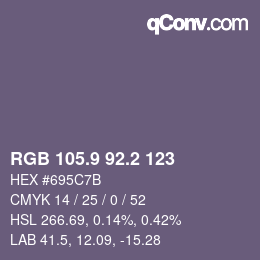 Color code: RGB 105.9 92.2 123 | qconv.com