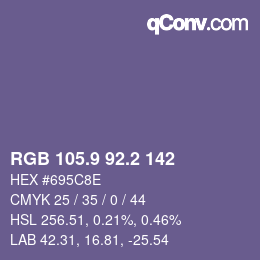Color code: RGB 105.9 92.2 142 | qconv.com