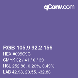 Color code: RGB 105.9 92.2 156 | qconv.com