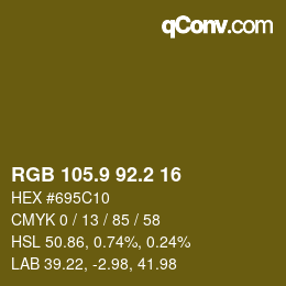 Color code: RGB 105.9 92.2 16 | qconv.com