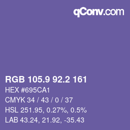 カラーコード: RGB 105.9 92.2 161 | qconv.com