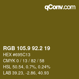 Color code: RGB 105.9 92.2 19 | qconv.com
