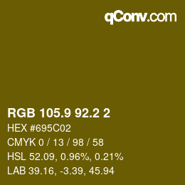 カラーコード: RGB 105.9 92.2 2 | qconv.com