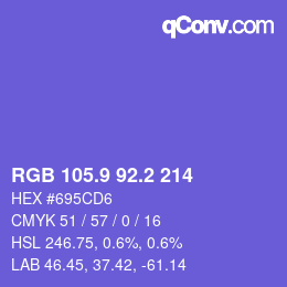 カラーコード: RGB 105.9 92.2 214 | qconv.com