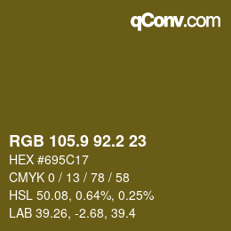 Color code: RGB 105.9 92.2 23 | qconv.com
