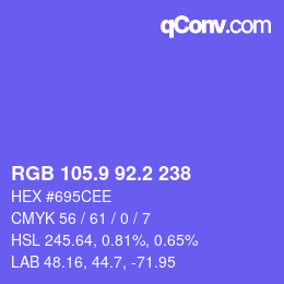 カラーコード: RGB 105.9 92.2 238 | qconv.com
