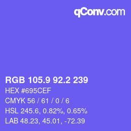 カラーコード: RGB 105.9 92.2 239 | qconv.com