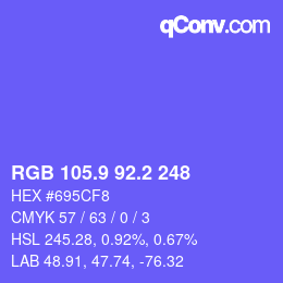カラーコード: RGB 105.9 92.2 248 | qconv.com