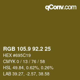 Color code: RGB 105.9 92.2 25 | qconv.com