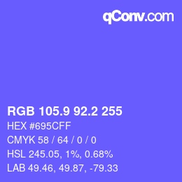 カラーコード: RGB 105.9 92.2 255 | qconv.com