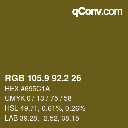 カラーコード: RGB 105.9 92.2 26 | qconv.com