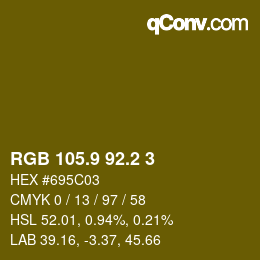 カラーコード: RGB 105.9 92.2 3 | qconv.com