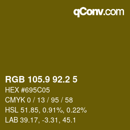 カラーコード: RGB 105.9 92.2 5 | qconv.com