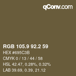 Color code: RGB 105.9 92.2 59 | qconv.com