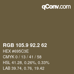 カラーコード: RGB 105.9 92.2 62 | qconv.com