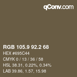カラーコード: RGB 105.9 92.2 68 | qconv.com