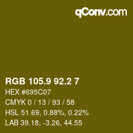 カラーコード: RGB 105.9 92.2 7 | qconv.com