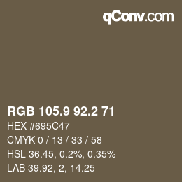 Color code: RGB 105.9 92.2 71 | qconv.com