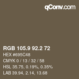Color code: RGB 105.9 92.2 72 | qconv.com