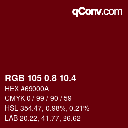 カラーコード: RGB 105 0.8 10.4 | qconv.com