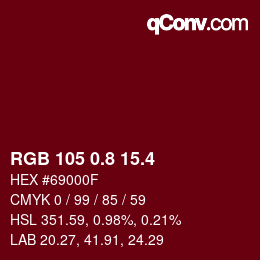 カラーコード: RGB 105 0.8 15.4 | qconv.com