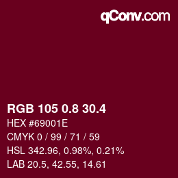 カラーコード: RGB 105 0.8 30.4 | qconv.com