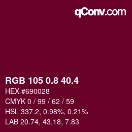 カラーコード: RGB 105 0.8 40.4 | qconv.com