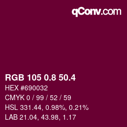 カラーコード: RGB 105 0.8 50.4 | qconv.com