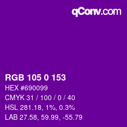 Color code: RGB 105 0 153 | qconv.com