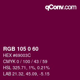 カラーコード: RGB 105 0 60 | qconv.com