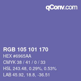 Color code: RGB 105 101 170 | qconv.com
